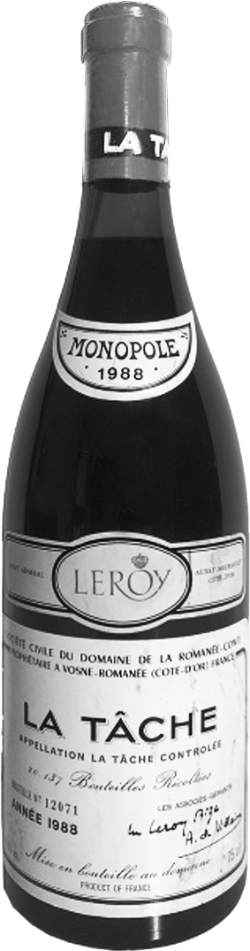 Bottiglia di vino francese La Tache